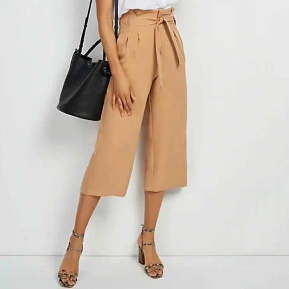 NWT Bishop & Young Wide Leg Paper Bag Waist Trouser Capri's Sz XL - Picture 1 of 10